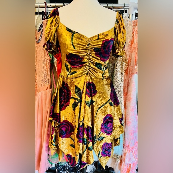 Current Mood Dresses & Skirts - NWT Small Dolls Kill Current Mood Chasin’ Rainbows Mini Dress Floral Velvet